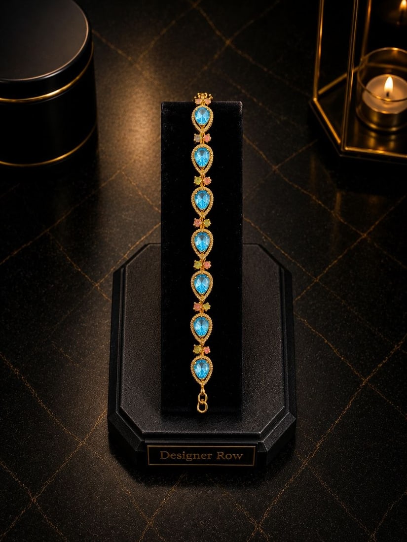 21ct Multi-Gem Blue Topaz 24KT Gold Bracelet: ```html id="z7m4kp" NOTE: Additional lots may be added until the final day of the auction. Please check back regularly for updates and newly added items. Discover exceptional colour and craftsmanship
