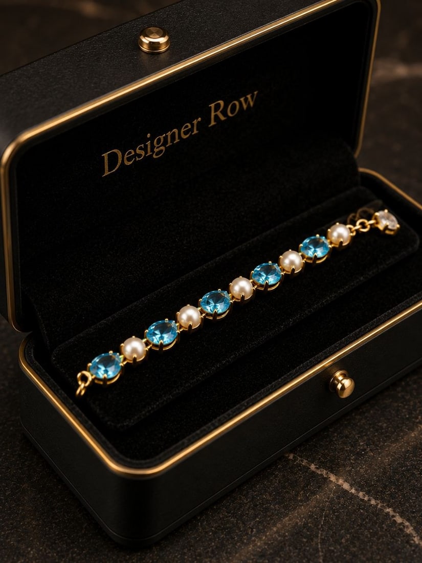 925 Silver 24KT Gold Blue Topaz & Pearl Bracelet: ```html id="t4k9mz" NOTE: Additional lots may be added until the final day of the auction. Please check back regularly for updates and newly added items. Experience timeless elegance with this Luxury