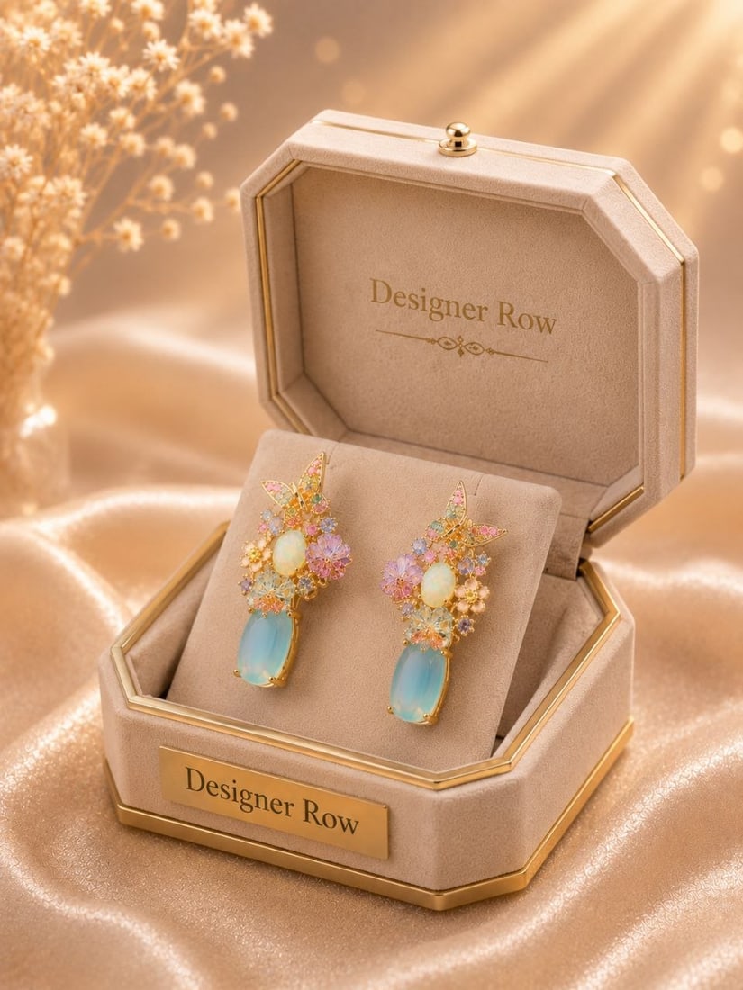 18K Gold Agate Floral Drop Earrings: NOTE: Additional lots may be added until the final day of the auction. Please check back regularly for updates and newly added items. Celebrate the beauty of nature with these Luxury Multi-Gemstone Ag