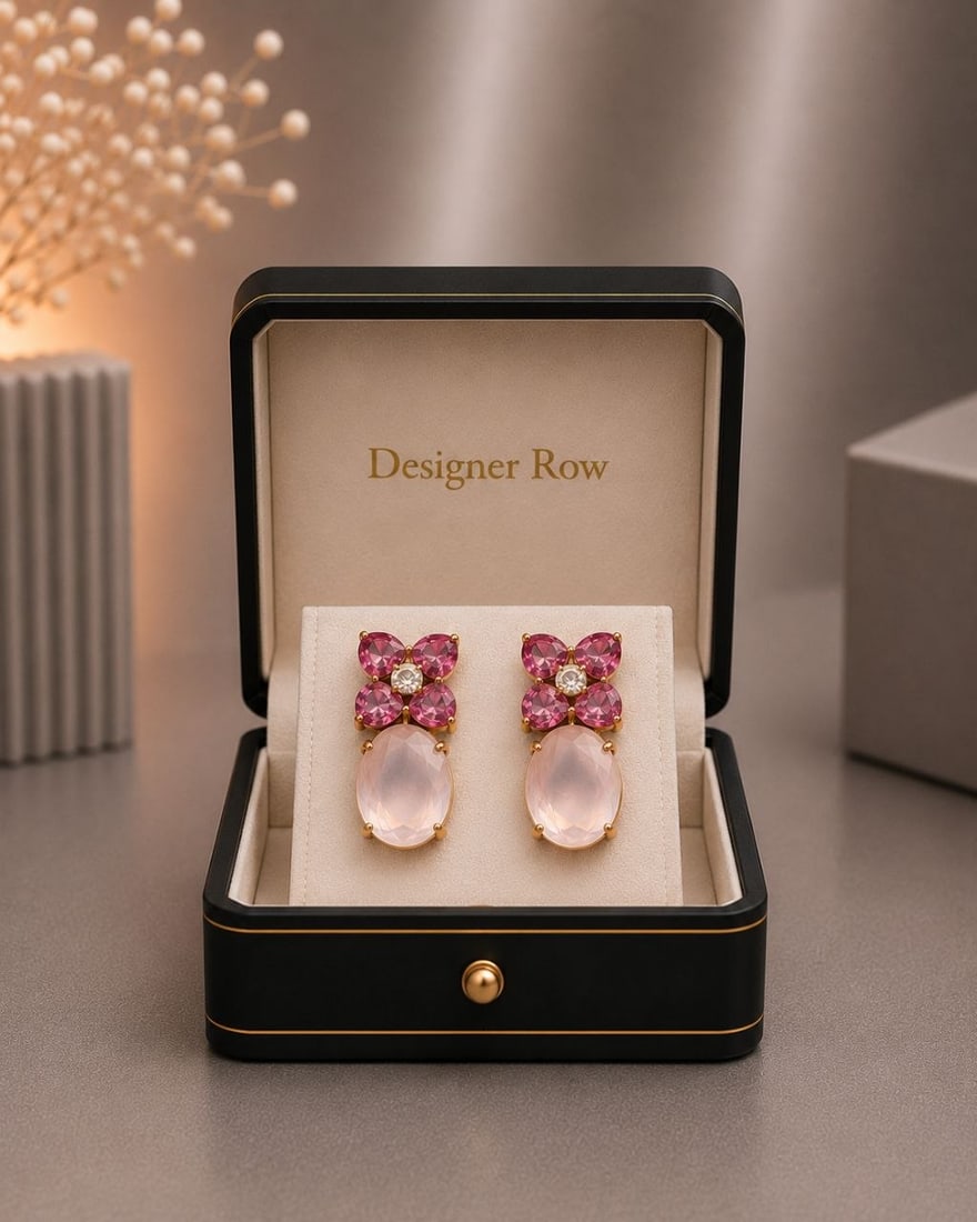 18K Gold Rose Quartz Pink Tourmaline Drops: NOTE: Additional lots may be added until the final day of the auction. Please check back regularly for updates and newly added items. Embrace timeless romance with these Luxury Rose Quartz, Pink Tourm