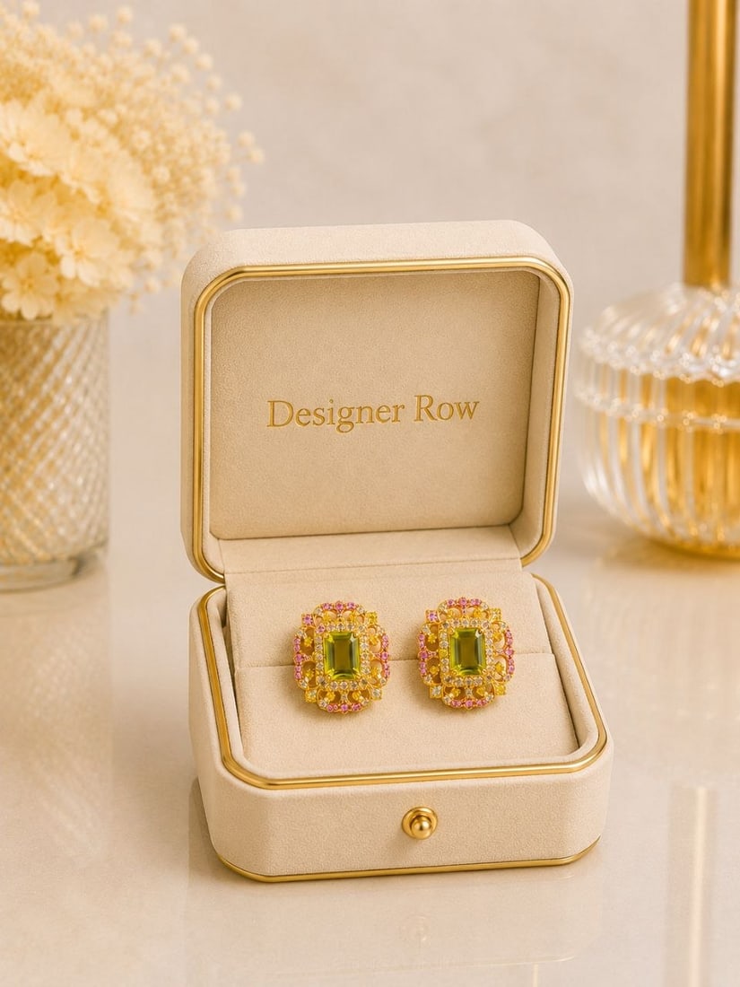 Lemon Quartz Square Halo Earrings: ```html id="q4n2pz" NOTE: Additional lots may be added until the final day of the auction. Please check back regularly for updates and newly added items. Ornate, elegant, and rich in gemstone detail, 