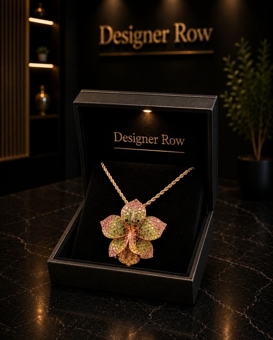 Sapphire & Tourmaline Flower Charm: NOTE - Additional lots may be added until the final day of the auction. Please check back regularly for updates and newly added items. Breathtaking 24KT Gold Plated Sterling Silver Floral Gemstone Pen