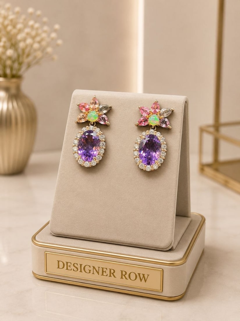 Rare Opal & Amethyst | 42 Certified Gems: NOTE - Additional lots may be added until the final day of the auction. Please check back regularly for updates and newly added items. Certified Amethyst, Sapphire, Opal & White Zircon Drop Earrin