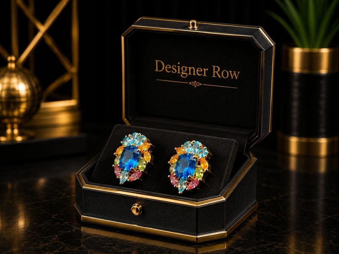 Multi-Gemstone 925 Silver Cluster Earrings - 11