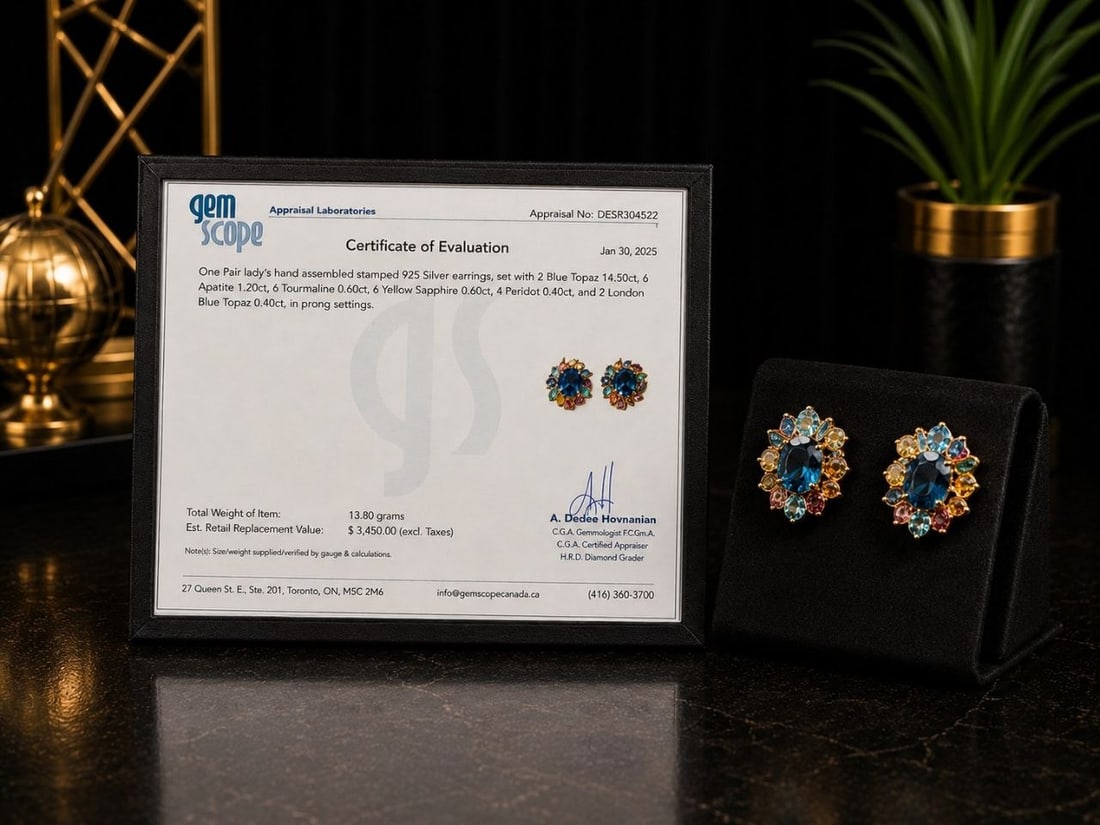Multi-Gemstone 925 Silver Cluster Earrings - 15