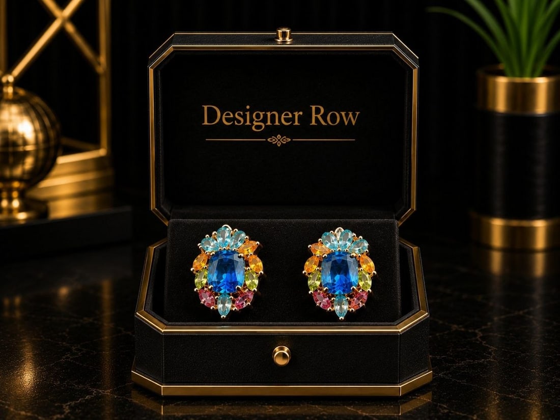 Multi-Gemstone 925 Silver Cluster Earrings: NOTE - Additional lots may be added until the final day of the auction. Please check back regularly for updates and newly added items. Certified Multi-Gem Blue Topaz Floral Cluster Earrings in 925 Ste