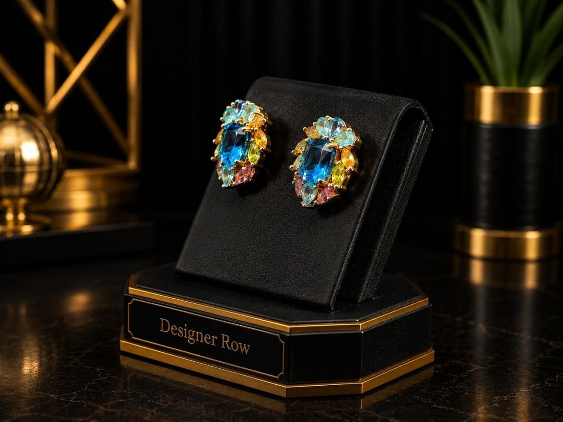 Multi-Gemstone 925 Silver Cluster Earrings - 5