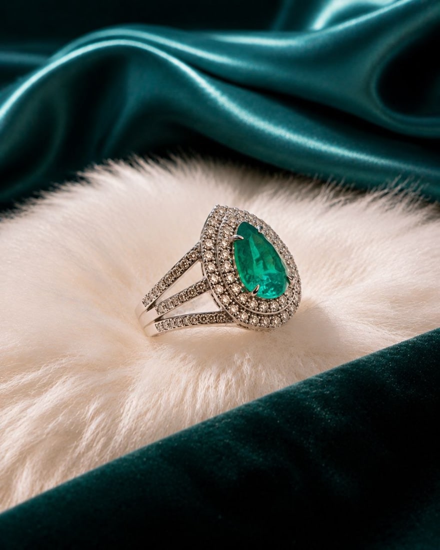 Natural Colombian Emerald Cocktail Ring: NOTE – Additional lots may be added until the final day of the auction. Please check back regularly for updates and newly added items. This elegant statement ring showcases a stunning 1.79 ct Natura