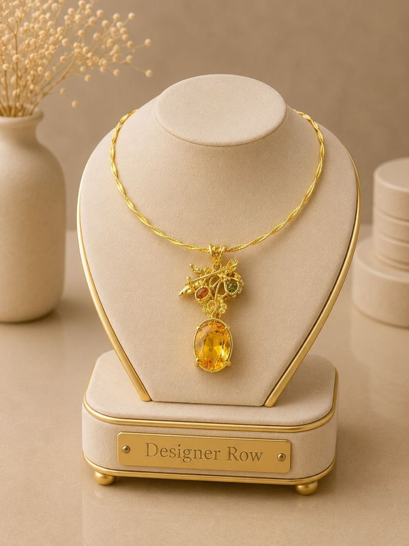 Custom 925 Silver 24KT Gold Citrine Brooch Pendant: NOTE: Additional lots may be added until the final day of the auction. Please check back regularly for updates and newly added items. This enchanting custom hand-made floral brooch/pendant is crafted 