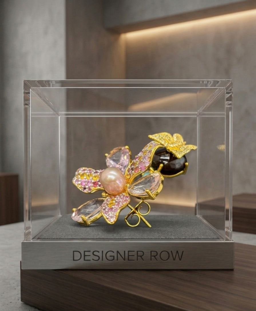 Designer Multistone Floral Brooch: NOTE: Additional lots may be added until the final day of the auction. Please check back regularly for updates and newly added items. An exquisite luxury floral brooch handcrafted in stamped 925 Sterl