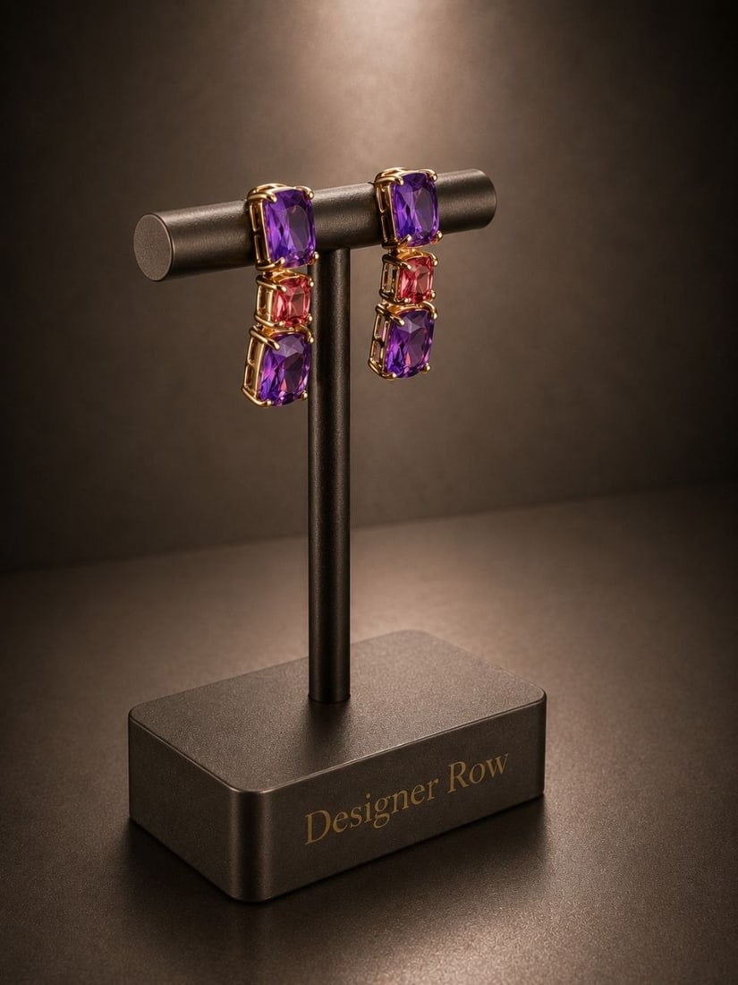 24KT Gold Plated Amethyst Drop Earrings: NOTE: Additional lots may be added until the final day of the auction. Please check back regularly for updates and newly added items. A stunning pair of custom handmade cascading drop earrings crafted