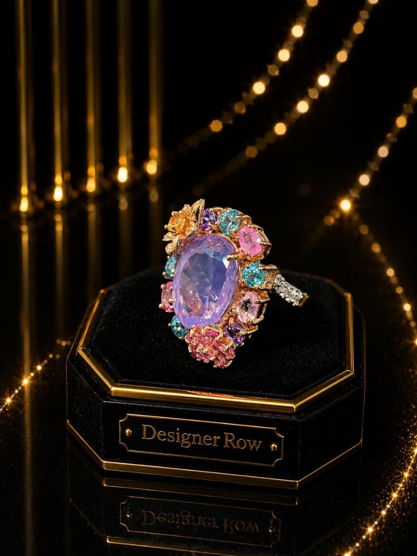 18K Gold Lavender Quartz Multi-Gem Ring: NOTE- Additional lots may be added until the final day of the auction. Please check back regularly for updates and newly added items. Soft, elegant, and beautifully layered, this handcrafted cocktail 
