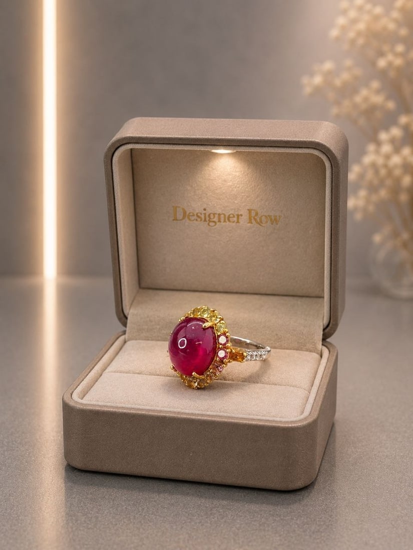 Certified 24.80ct Blue Topaz & Fancy Sapphire Ring: NOTE - Additional lots may be added until the final day of the auction. Please check back regularly for updates and newly added items. Vivid and captivating, this custom hand-made statement ring showc