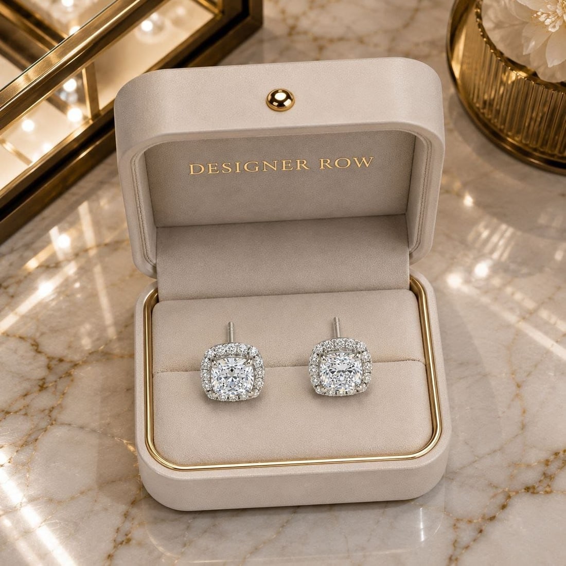 LG Cushion Diamond 18K Gold Earrings: NOTE- Additional lots may be added until the final day of the auction. Please check back regularly for updates and newly added items. Elegant and timeless, these beautifully crafted 18K White Gold ear