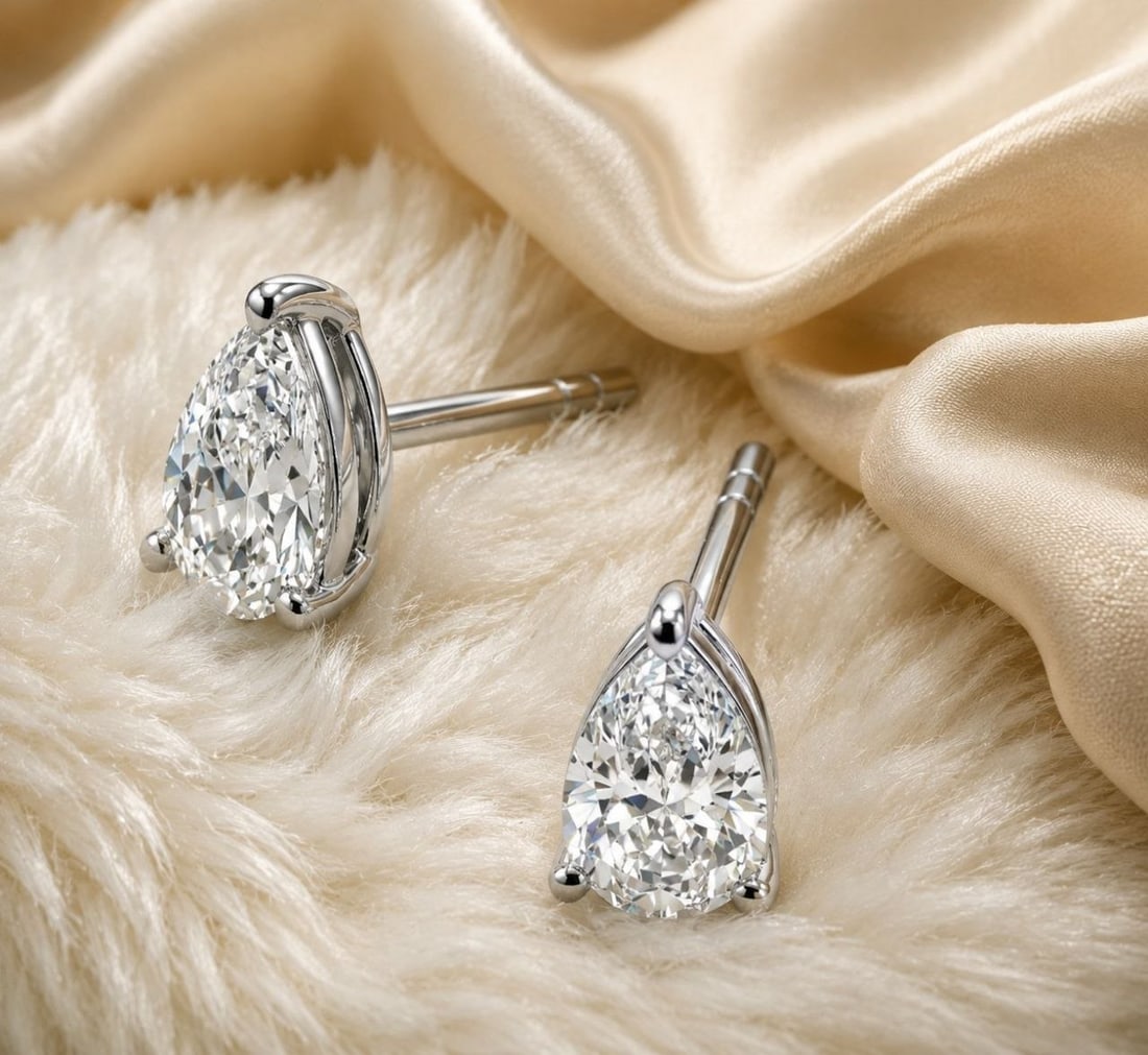 Pear Cut Diamond Stud Earrings: NOTE- Additional lots may be added until the final day of the auction. Please check back regularly for updates and newly added items. Elegant and graceful, these beautifully crafted 18K White Gold