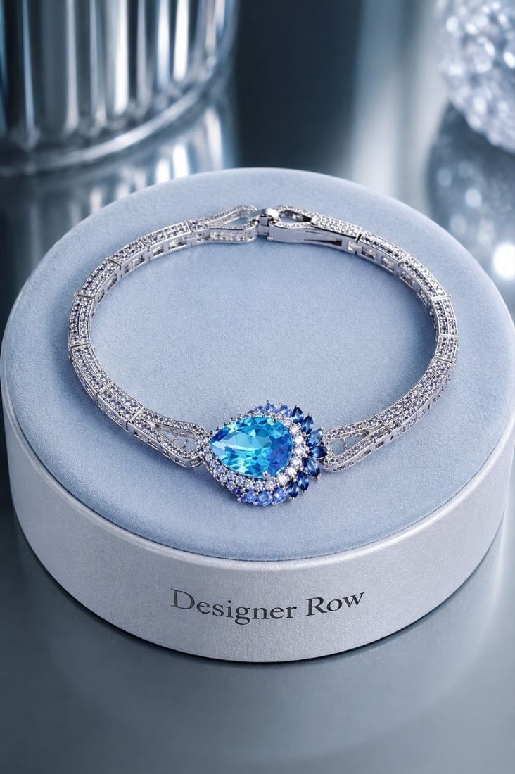 Swiss Blue Sapphire Luxury Bracelet: NOTE - Additional lots may be added until the final day of the auction. Please check back regularly for updates and newly added items. This breathtaking handcrafted bracelet is a sophisticated express