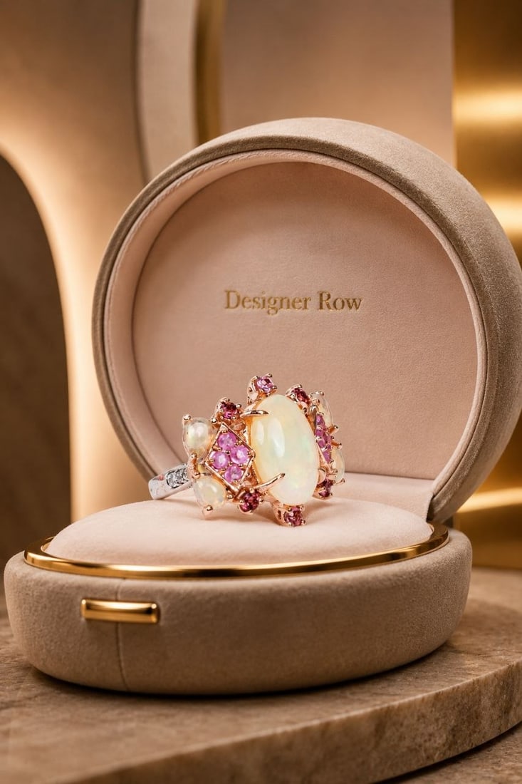 Opal Pink Sapphire Artisan Ring: NOTE - Additional lots may be added until the final day of the auction. Please check back regularly for updates and newly added items. This exceptional handcrafted statement ring combines luminous gem