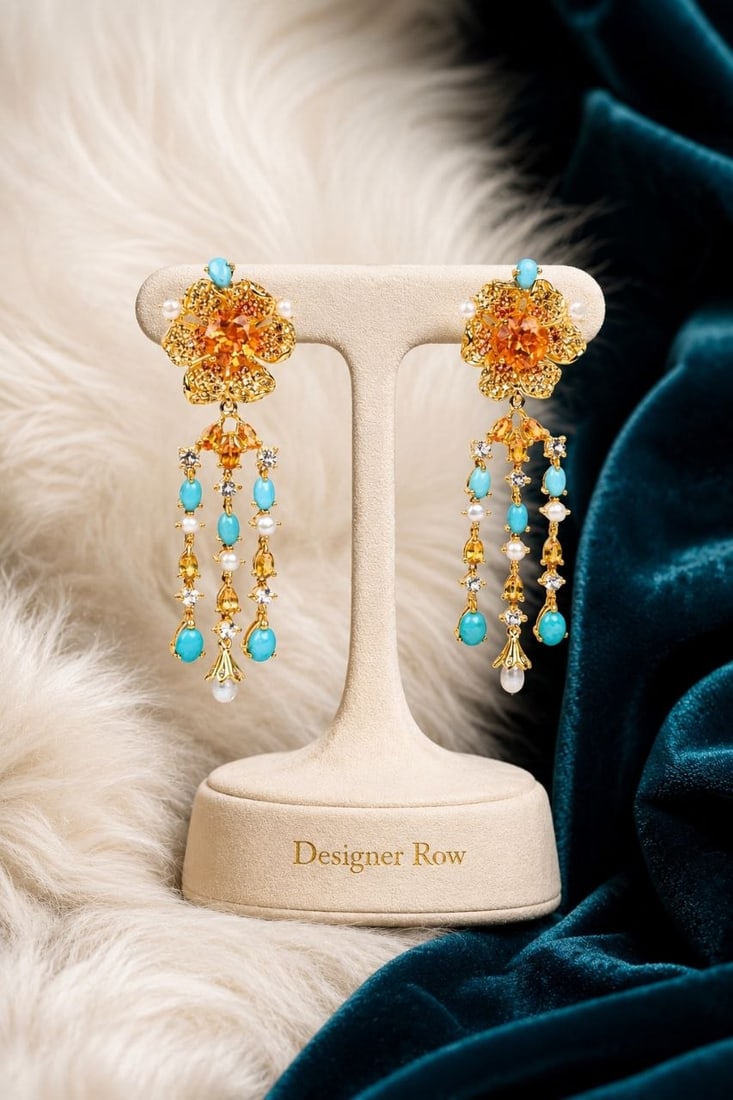 Mirinda Quartz & Orange Sapphire Earrings (1 of 20)
