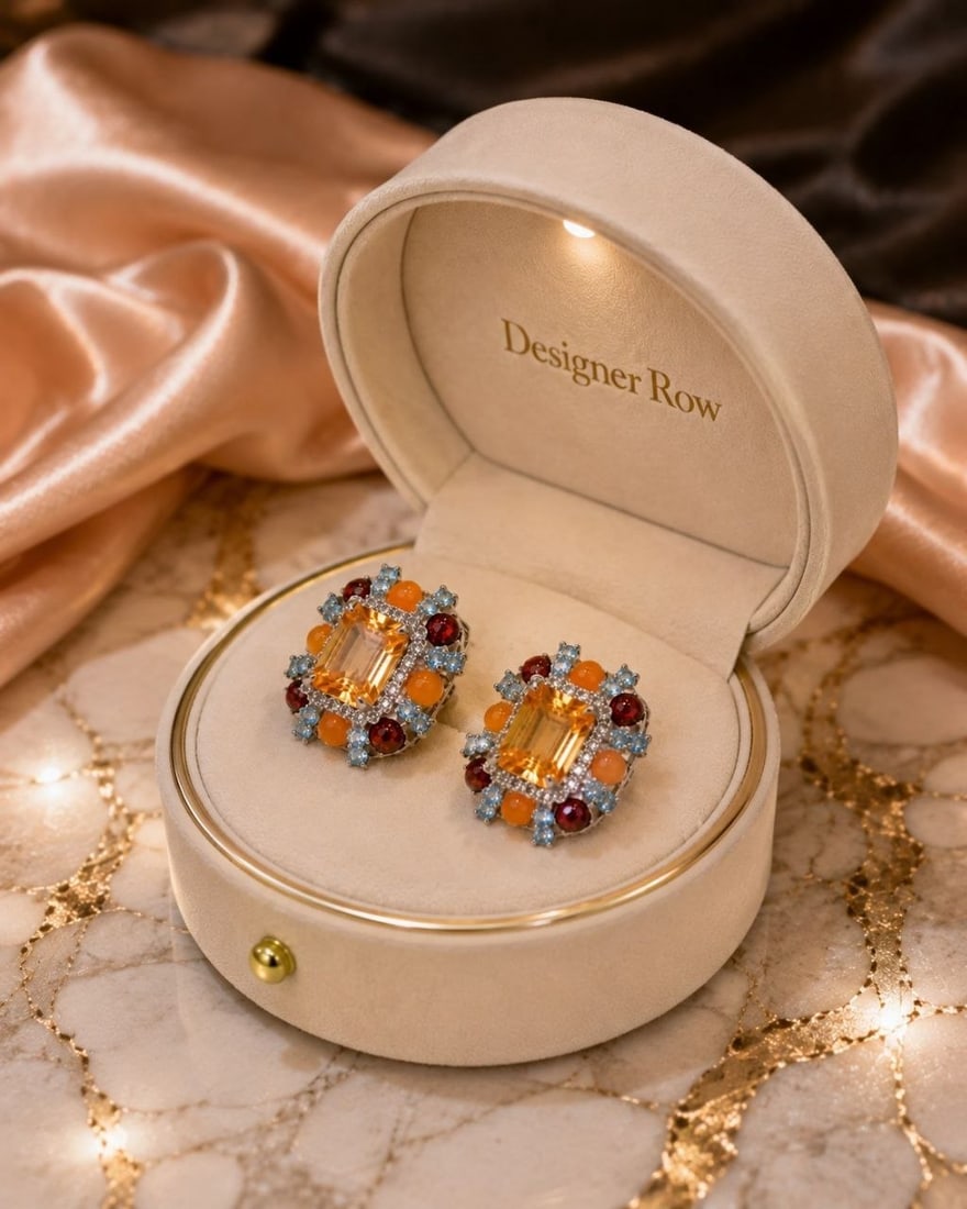 Sunset Quartz Statement Gemstone Earrings - 5