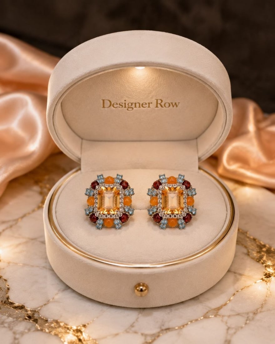 Sunset Quartz Statement Gemstone Earrings - 6