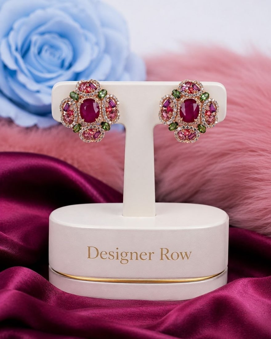 Ruby Multicolor Gemstone Earrings - 11