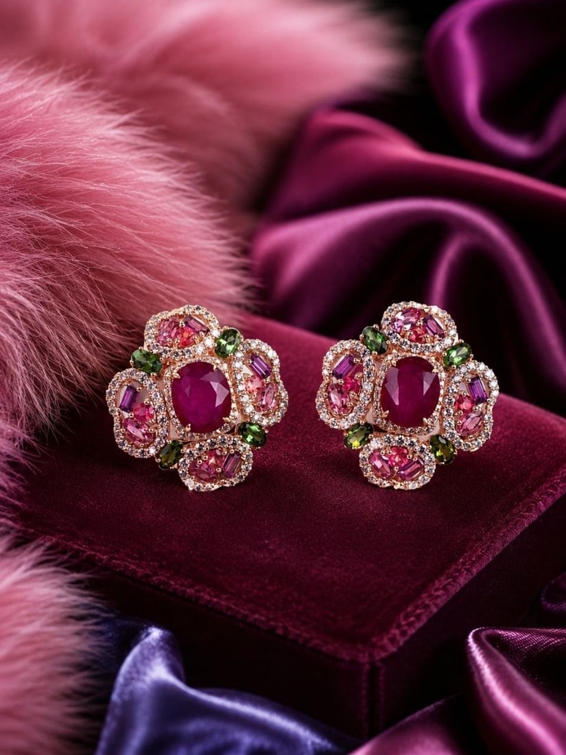 Ruby Multicolor Gemstone Earrings - 18