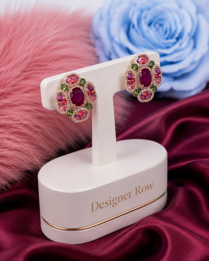 Ruby Multicolor Gemstone Earrings - 3