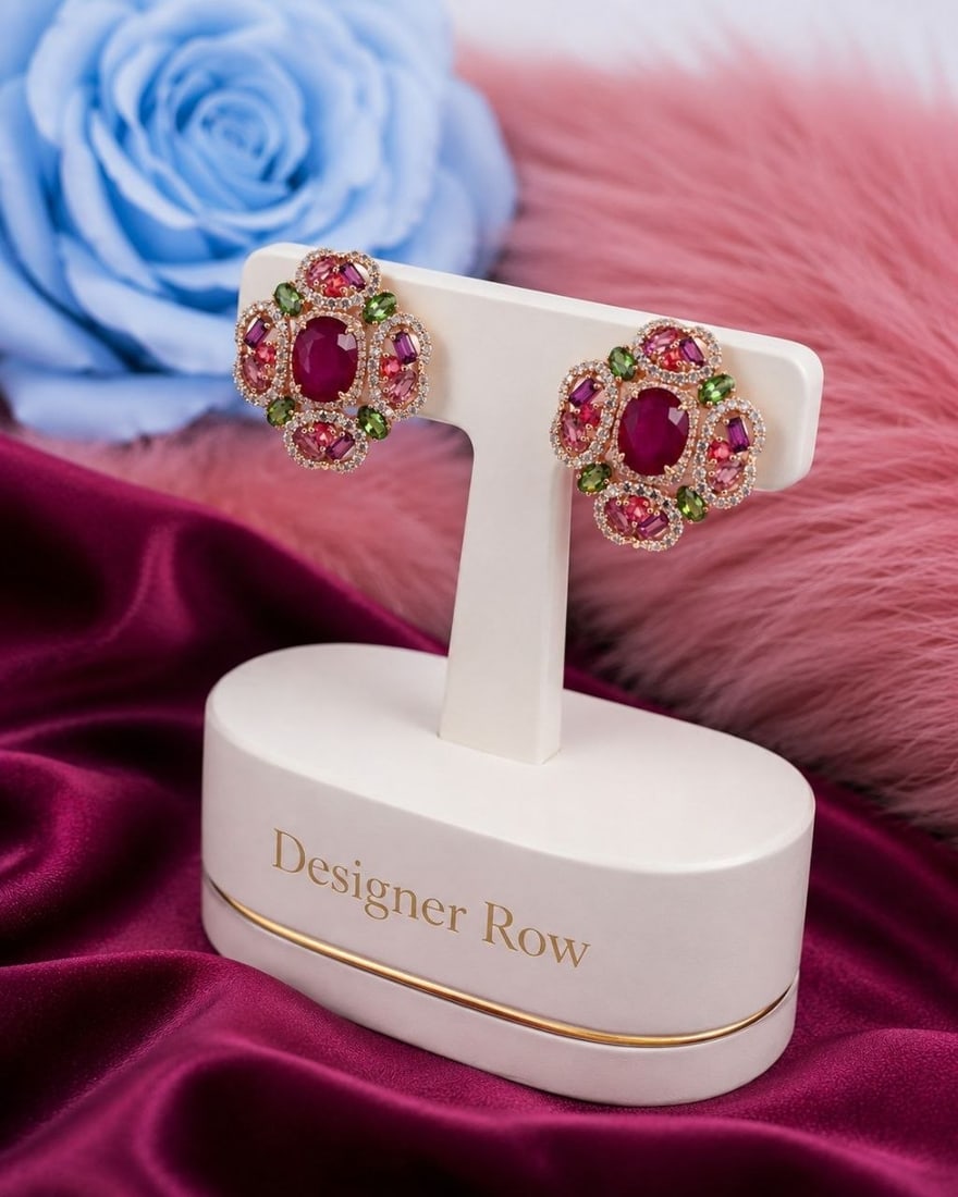 Ruby Multicolor Gemstone Earrings - 4