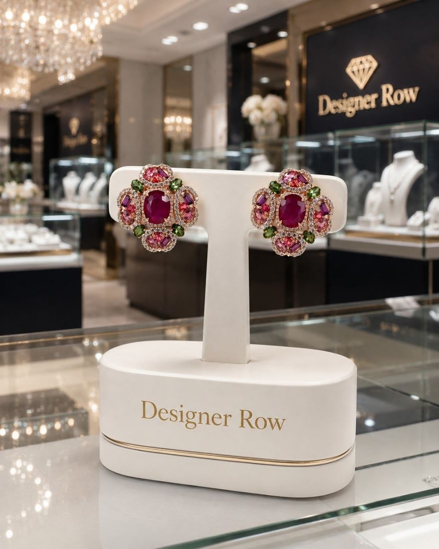 Ruby Multicolor Gemstone Earrings - 5
