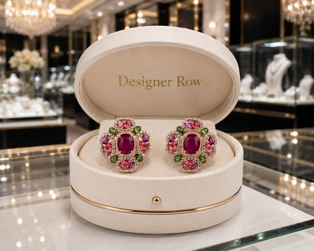 Ruby Multicolor Gemstone Earrings - 6