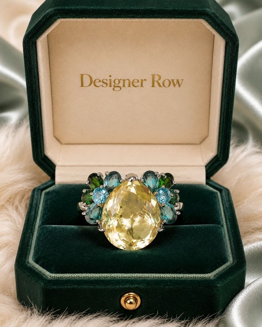 Lemon Quartz Green Topaz Statement Ring: NOTE- Additional lots may be added until the final day of the auction. Please check back regularly for updates and newly added items. Handcrafted Jewelry Note: Each piece of our jewelry is