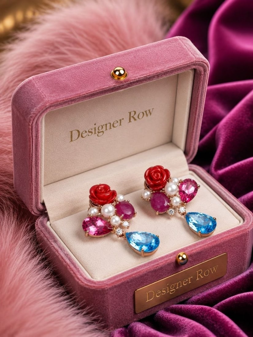 Coral Rose Blue Topaz Statement Earrings: NOTE - Additional lots may be added until the final day of the auction. Please check back regularly for updates and newly added items. Handcrafted Jewelry Note: Each piece of our jewelry is