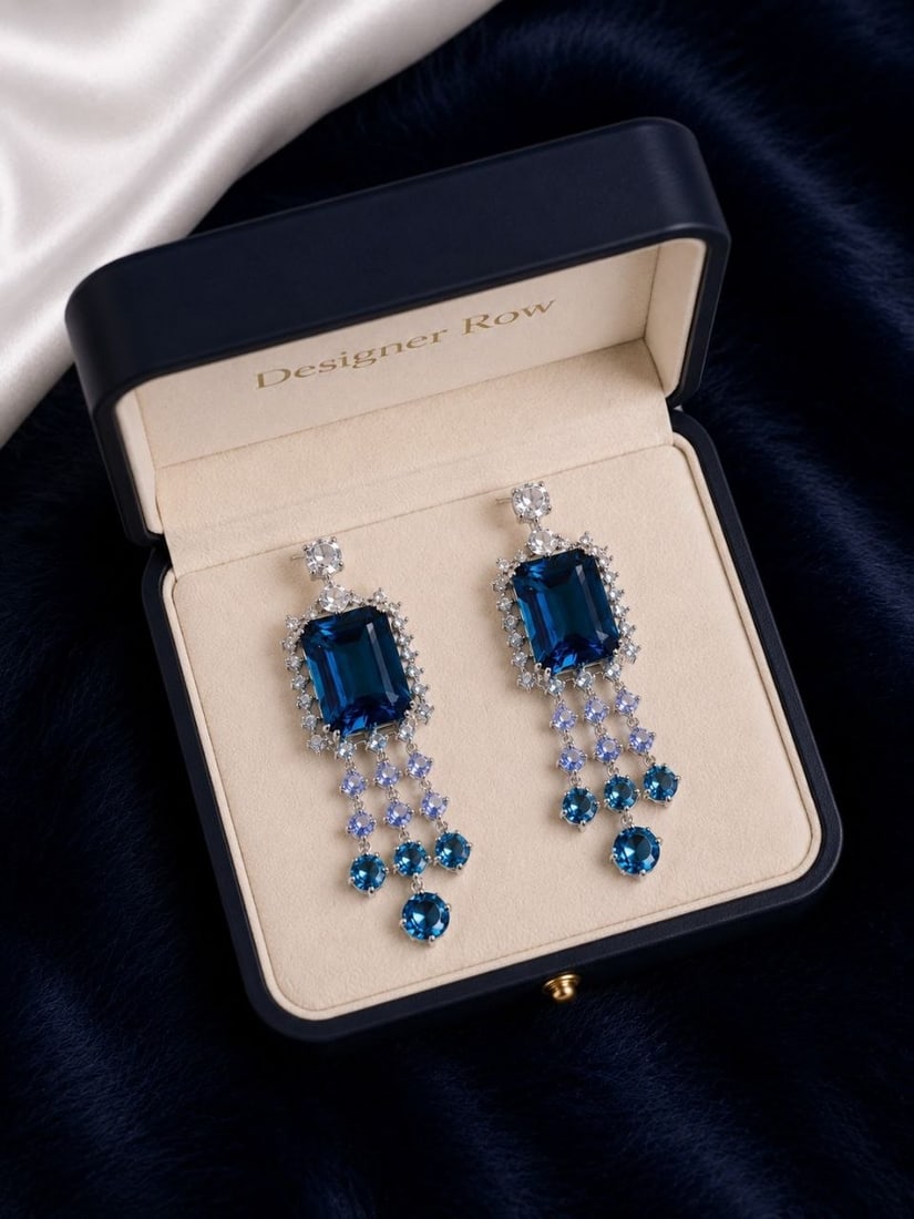 London Blue Cascade Statement Earrings: NOTE - Additional lots may be added until the final day of the auction. Please check back regularly for updates and newly added items. Handcrafted Jewelry Note: Each piece of our jewelry is