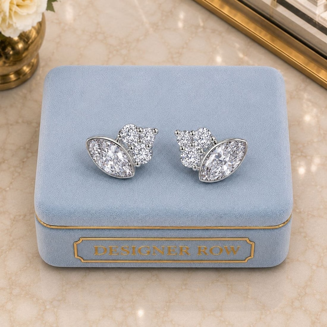 Luxury Marquise & Round Diamond Earrings: NOTE- Additional lots may be added until the final day of the auction. Please check back regularly for updates and newly added items. An exquisite pair of handmade earrings crafted in sophisticated 18