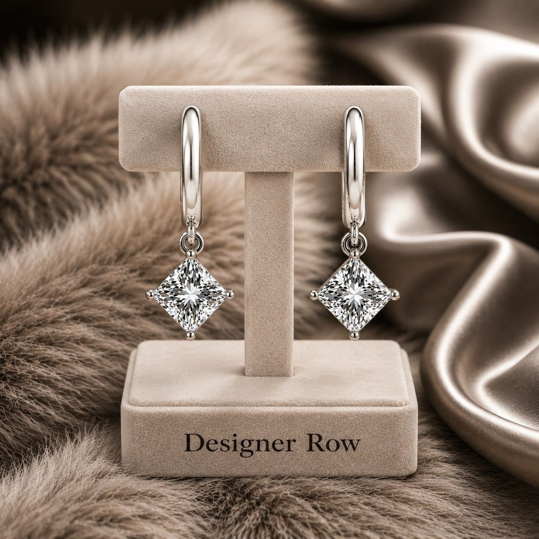 18K White Gold Princess-Cut Diamond Earrings: NOTE - Additional lots may be added until the final day of the auction. Please check back regularly for updates and newly added items. An exquisite pair of handmade 18K white gold earrings featuring t