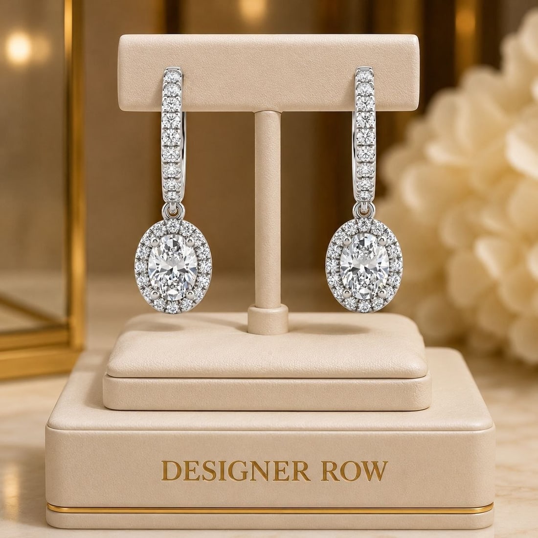 18K White Gold Oval-Cut Diamond Classic Earrings: NOTE - Additional lots may be added until the final day of the auction. Please check back regularly for updates and newly added items. An exquisite pair of handmade 18K white gold earrings showcasing 