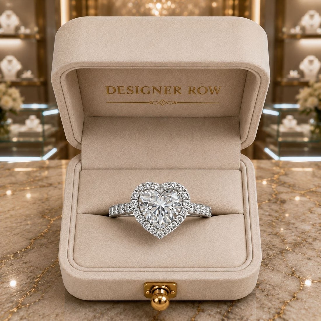 18K White Gold Heart-Cut Diamond Ring: NOTE - Additional lots may be added until the final day of the auction. Please check back regularly for updates and newly added items. An exquisite handmade 18K white gold ring showcasing a captivatin