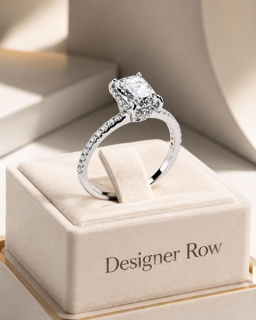 18K White Gold Cushion-Cut Diamond Ring: NOTE - Additional lots may be added until the final day of the auction. Please check back regularly for updates and newly added items. An exquisite handmade 18K white gold ring showcasing a magnificen