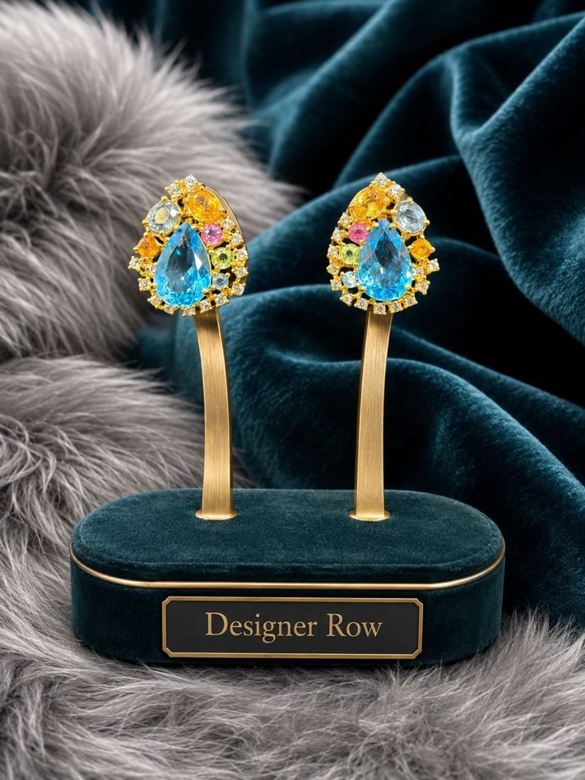 24KT Gold Plated 925 Silver Blue Topaz Earrings: NOTE - Additional lots may be added until the final day of the auction. Please check back regularly for updates and newly added items. 24KT Gold Plated 925 Silver Blue Topaz Earrings A spectacular