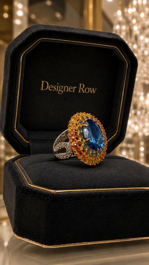 24KT Gold Plated Silver 3.73ct Swiss Blue Topaz Ring: NOTE - Additional lots may be added until the final day of the auction. Please check back regularly for updates and newly added items. A remarkable handcrafted statement ring that celebrates colour, a