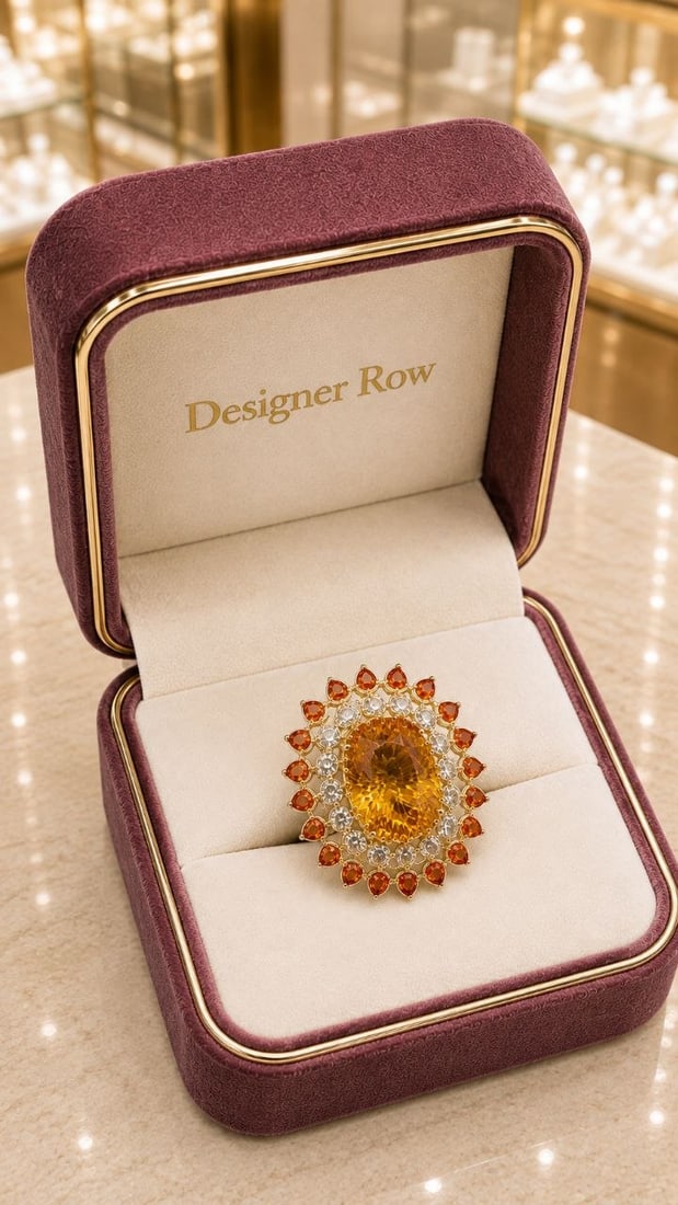 Citrine & Orange Sapphire Statement Ring: NOTE - Additional lots may be added until the final day of the auction. Please check back regularly for updates and newly added items. Handcrafted Jewelry Note: This is a custom and handmade piece cra
