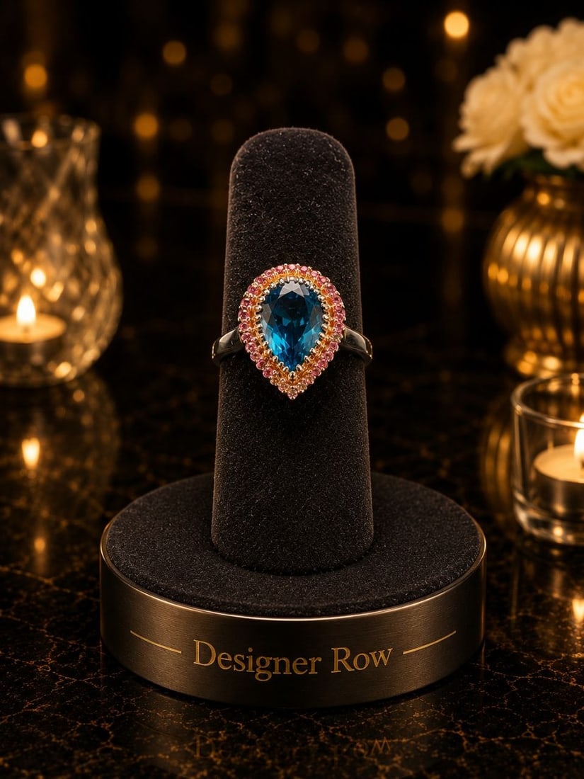 Silver 24KT Gold Swiss Blue Topaz Ring 5.10ct: NOTE - Additional lots may be added until the final day of the auction. Please check back regularly for updates and newly added items. One custom hand-made ring, stamped 925 Sterling Silver and 24KT g
