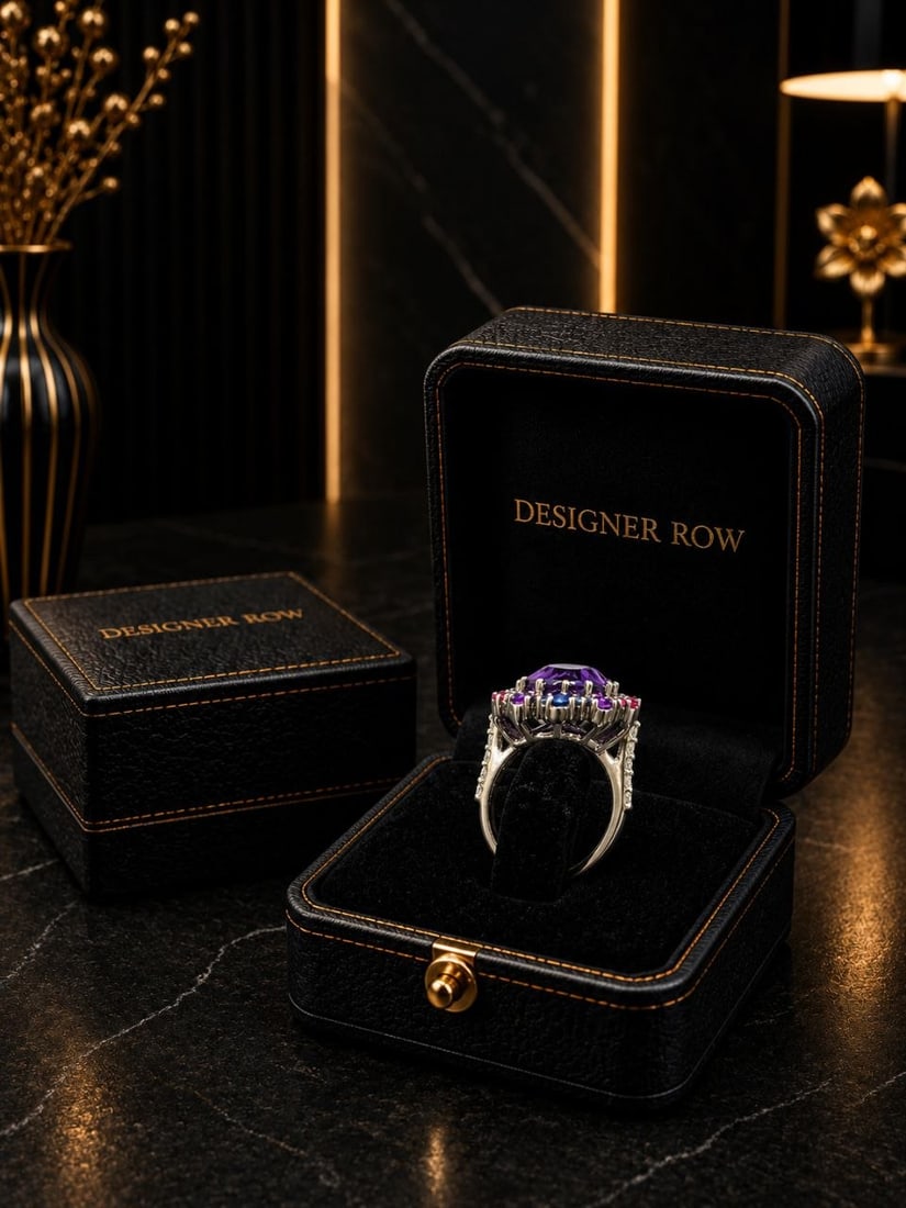 Royal Amethyst Multi Gem Silver Ring - 19