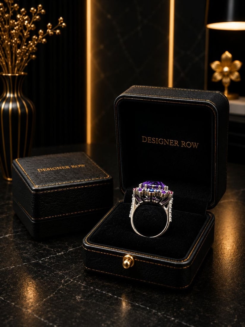 Royal Amethyst Multi Gem Silver Ring - 6