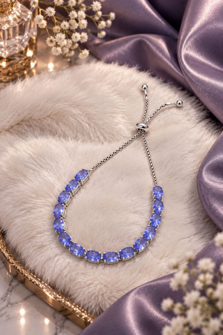 Handmade 925 Sterling Silver Tanzanite Adjustable Bracelet: NOTE - Additional lots may be added until the final day of the auction. Please check back regularly for updates and newly added items. A beautifully handcrafted Tanzanite bracelet, designed in 925