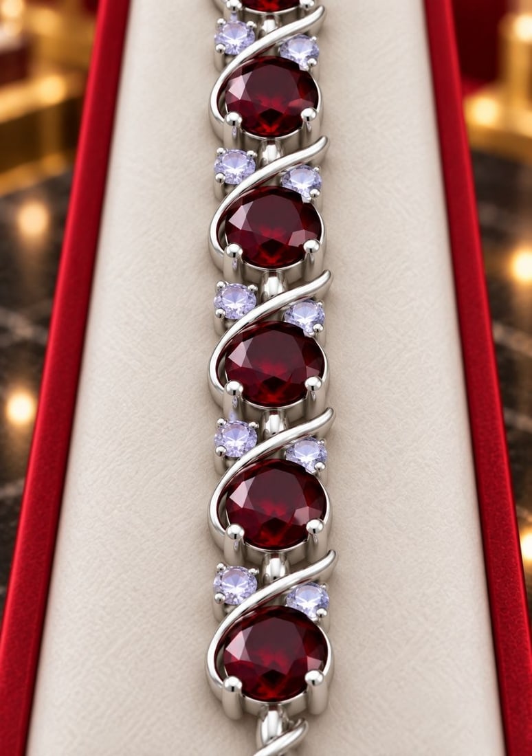 Handmade Garnet Bracelet in 925 Sterling Silver: NOTE- Additional lots may be added until the final day of the auction. Please check back regularly for updates and newly added items. NO RESERVE PRICE This capti