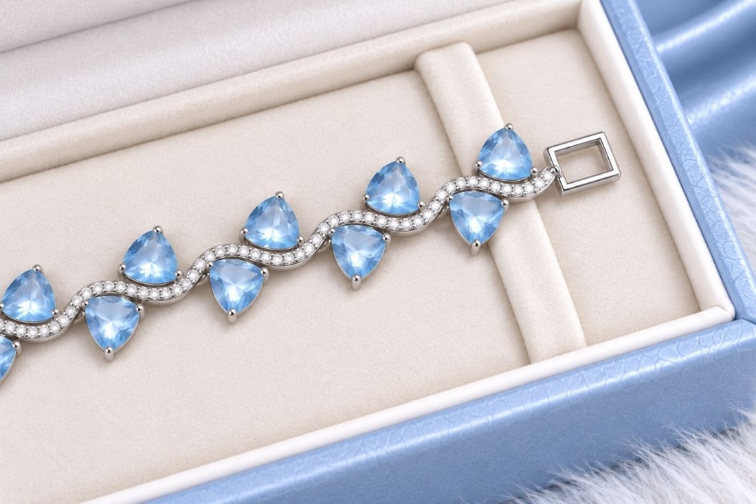 Handcrafted 925 Sterling Silver Blue Topaz Bracelet: NO-RESERVE AUCTION NOTE: Additional lots may be added until the final day of the auction. Please check back regularly for updates and newly added items. A captivating blend of craftsmanship,