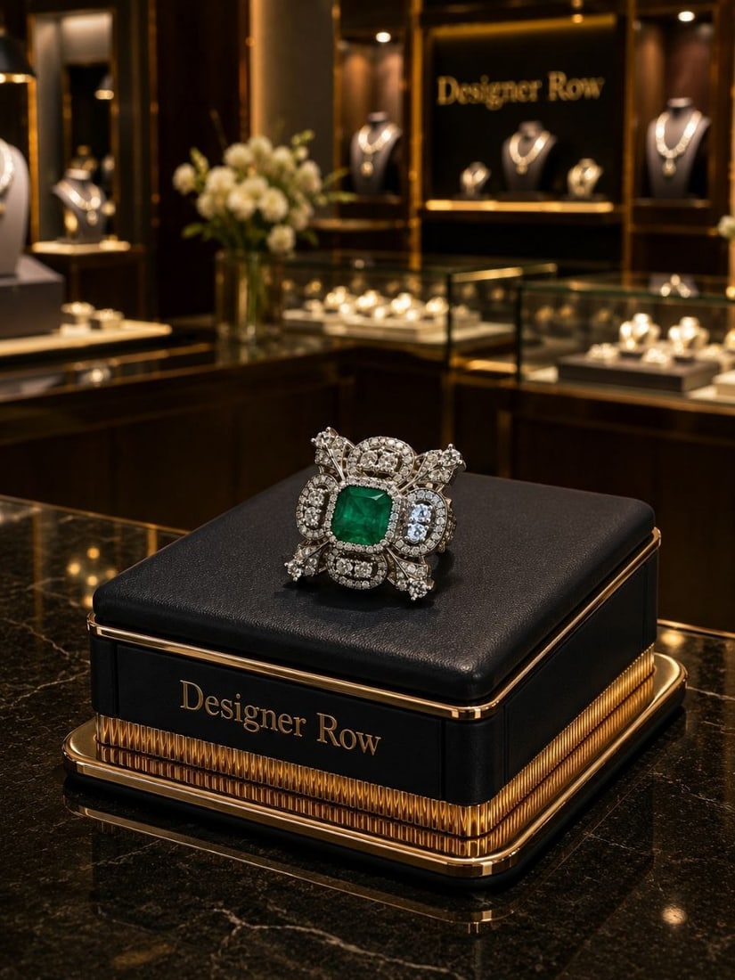 Natural Emerald Diamond Ring - 2