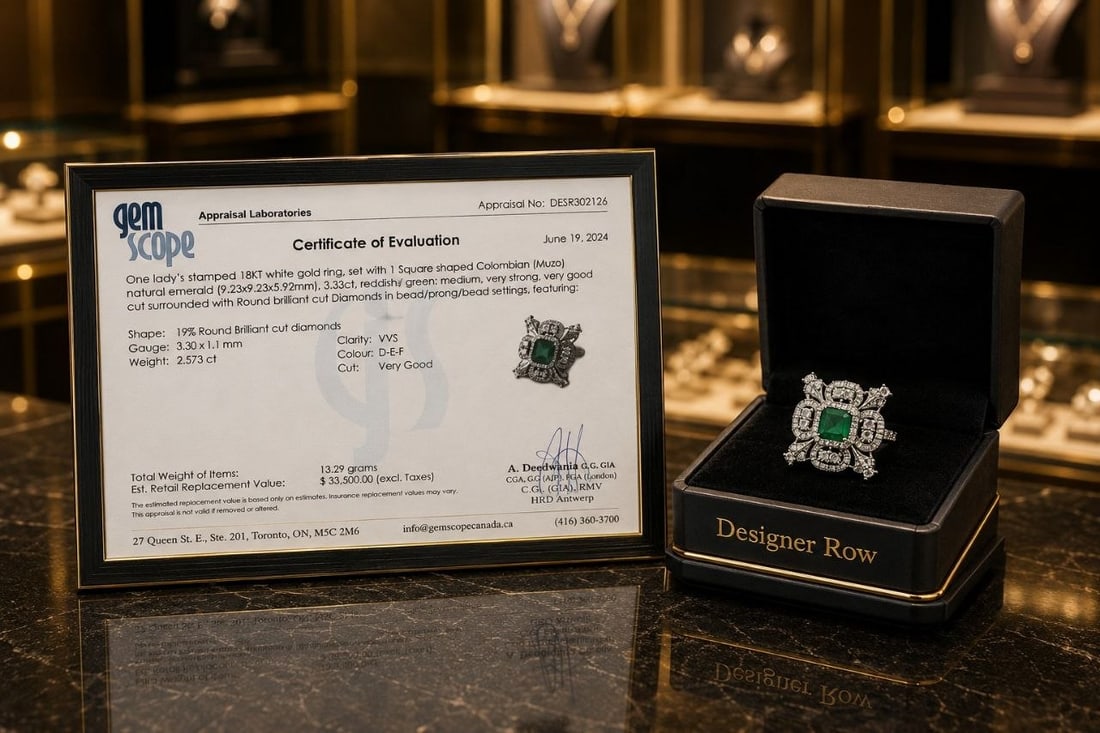 Natural Emerald Diamond Ring - 4