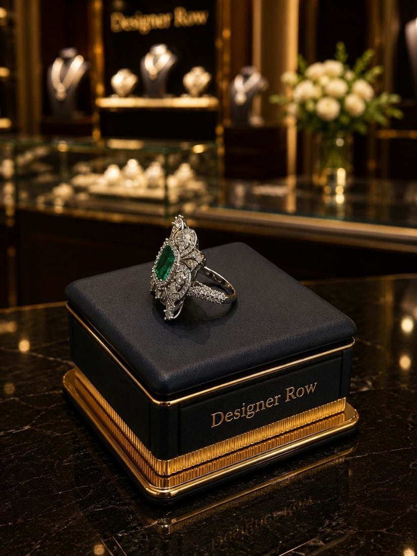 Natural Emerald Diamond Ring - 6